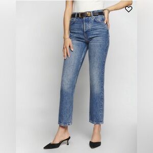 Reformation High-Rise Straight Leg Jeans in Medium Blue
